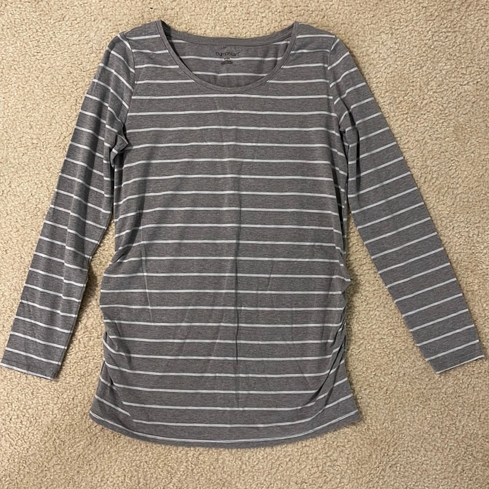 Maternity gray and white long sleeved tee-medium
